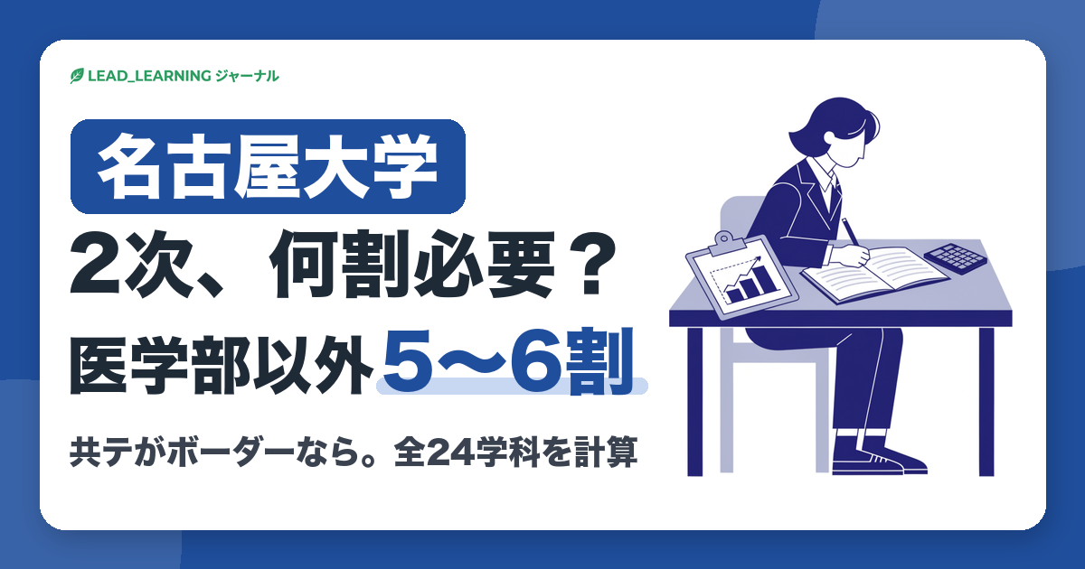 名古屋大学 2次、何割必要？医学部以外5〜6割。共テがボーダーなら。全24学科を計算